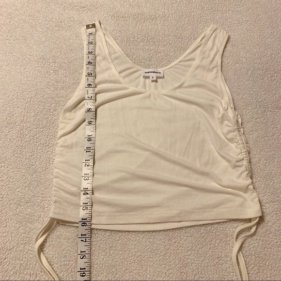 REVOLVE Superdown “Gwen” White Ribbed Crop Tank Top Side Ruching - Picture 10 of 13